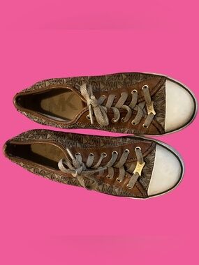 Michael Kors Logo Jacquard Canvas City Sneakers Tennis Shoes Women’s Size 7